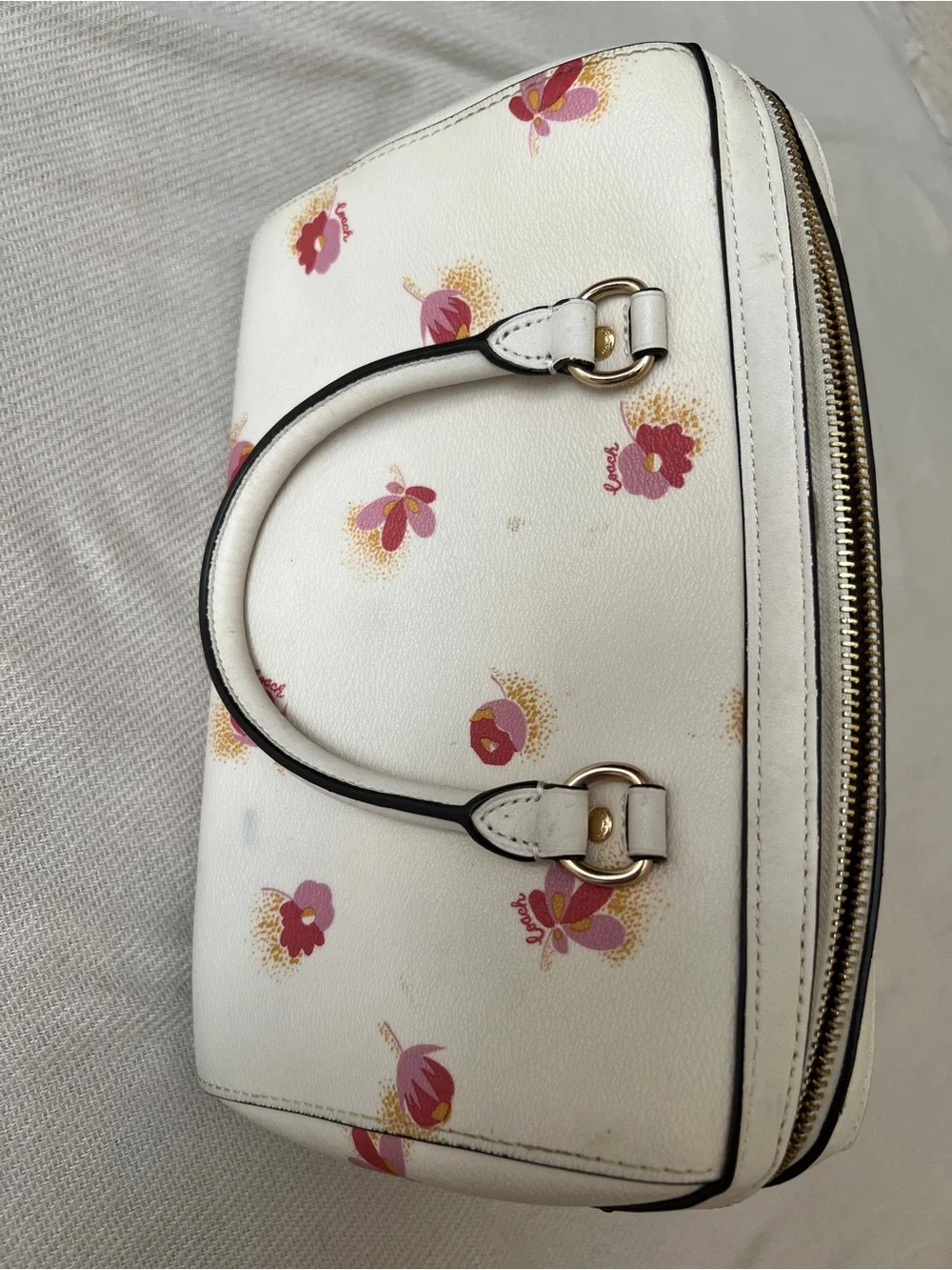 Coach Cream Floral Satchel